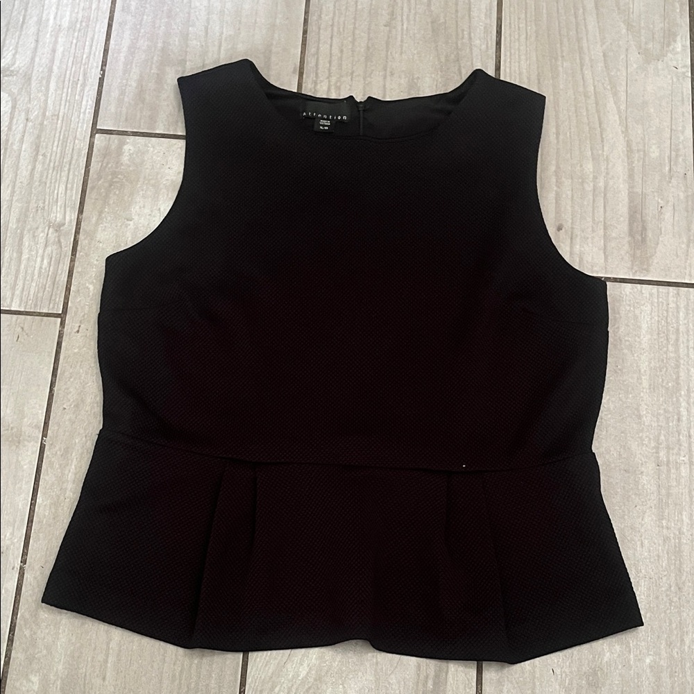 Attention Black Sleeveless Peplum Top